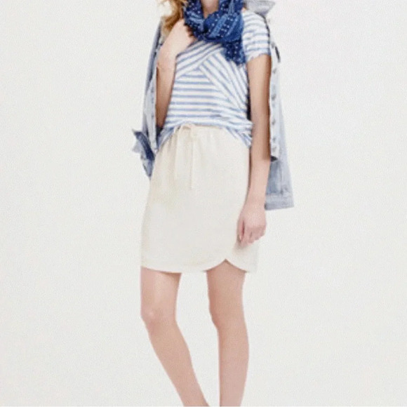 J.Crew Womens Drapey Double Twill Skirt 00 Ivory Mini Drawstring Pockets - Picture 2 of 9